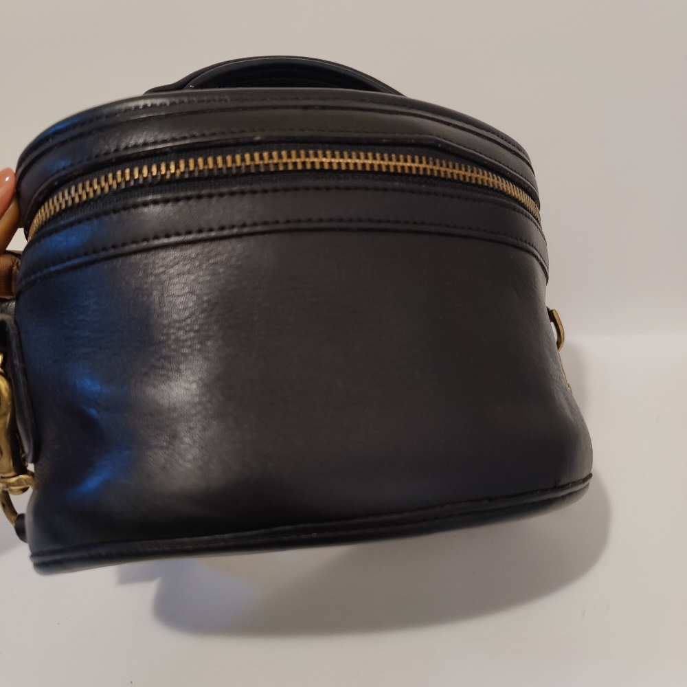 Coach Black Leather Top-Handle Crossbody Bag with Gold Hardware - Picture 10 of 12